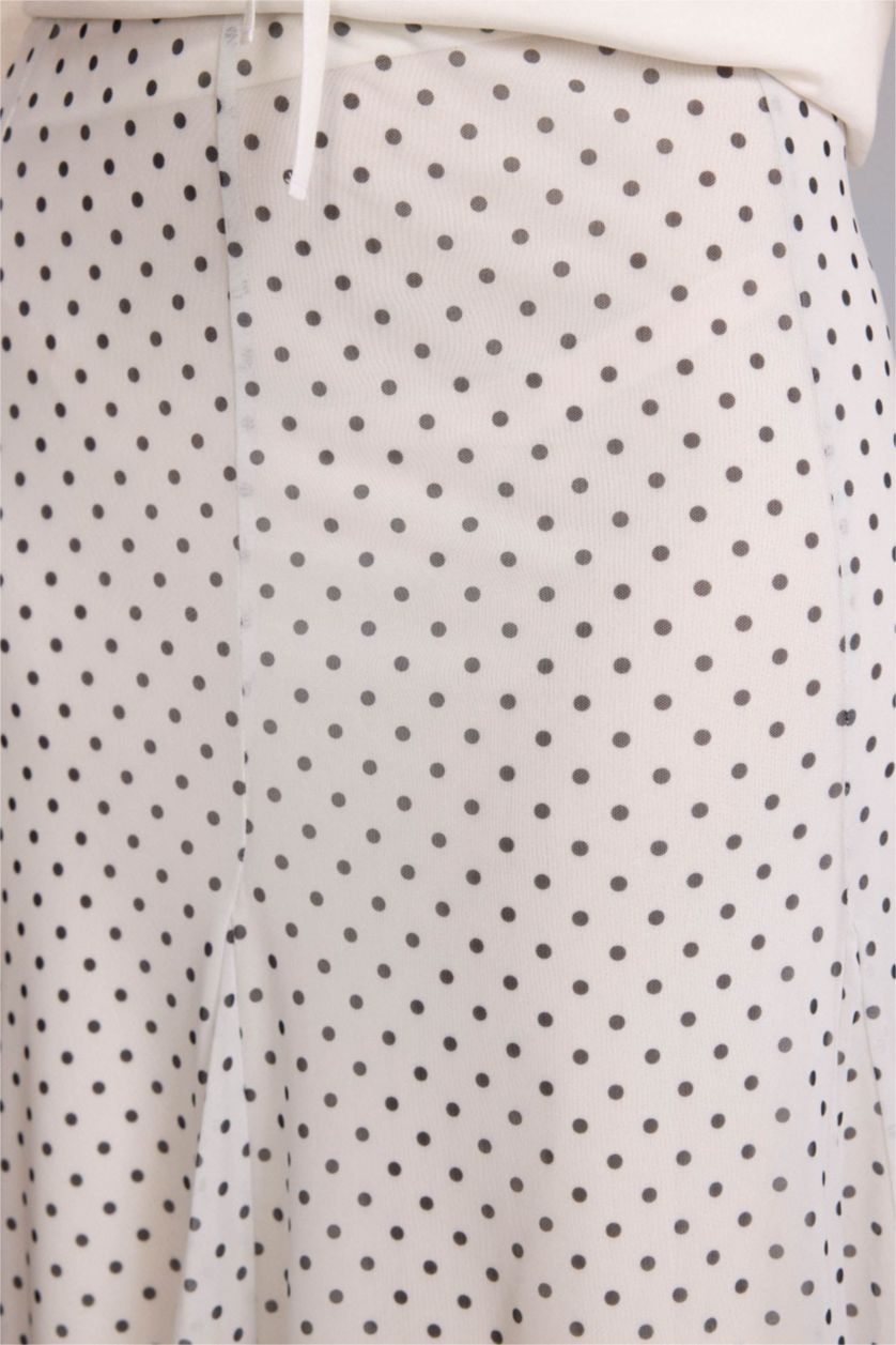 Kadın Ekru A Kesim Maxi Tül Etek