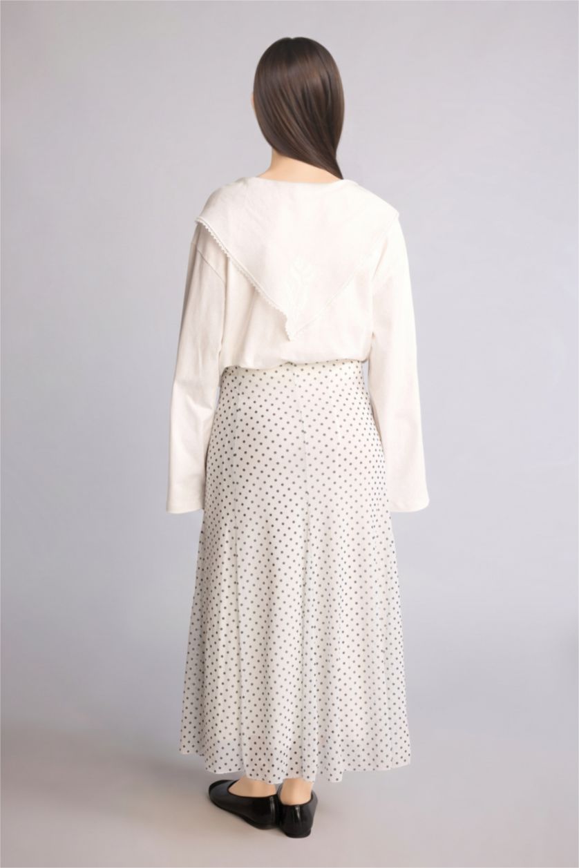 Kadın Ekru A Kesim Maxi Tül Etek