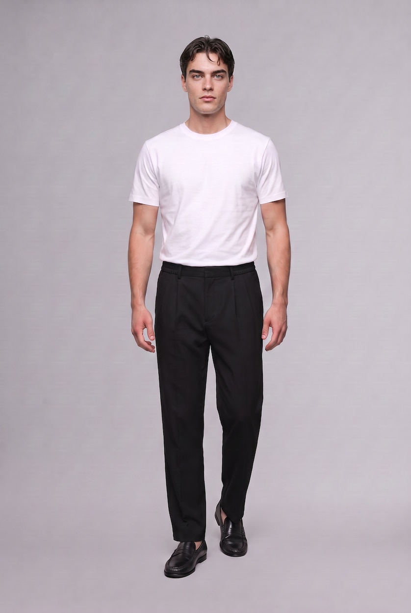 Man Black Wide Leg Trousers