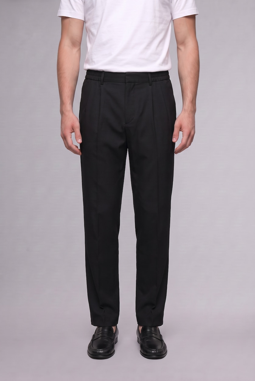 Man Black Wide Leg Trousers