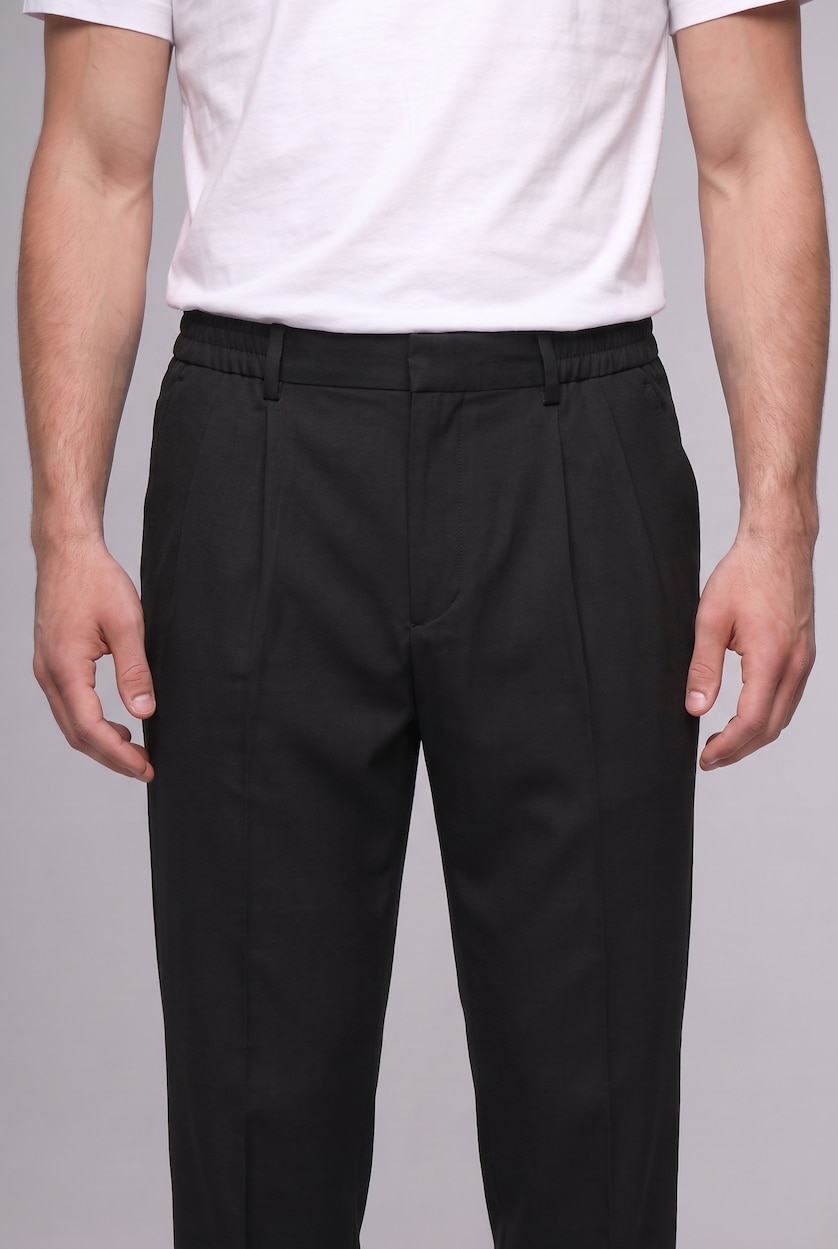 Man Black Wide Leg Trousers