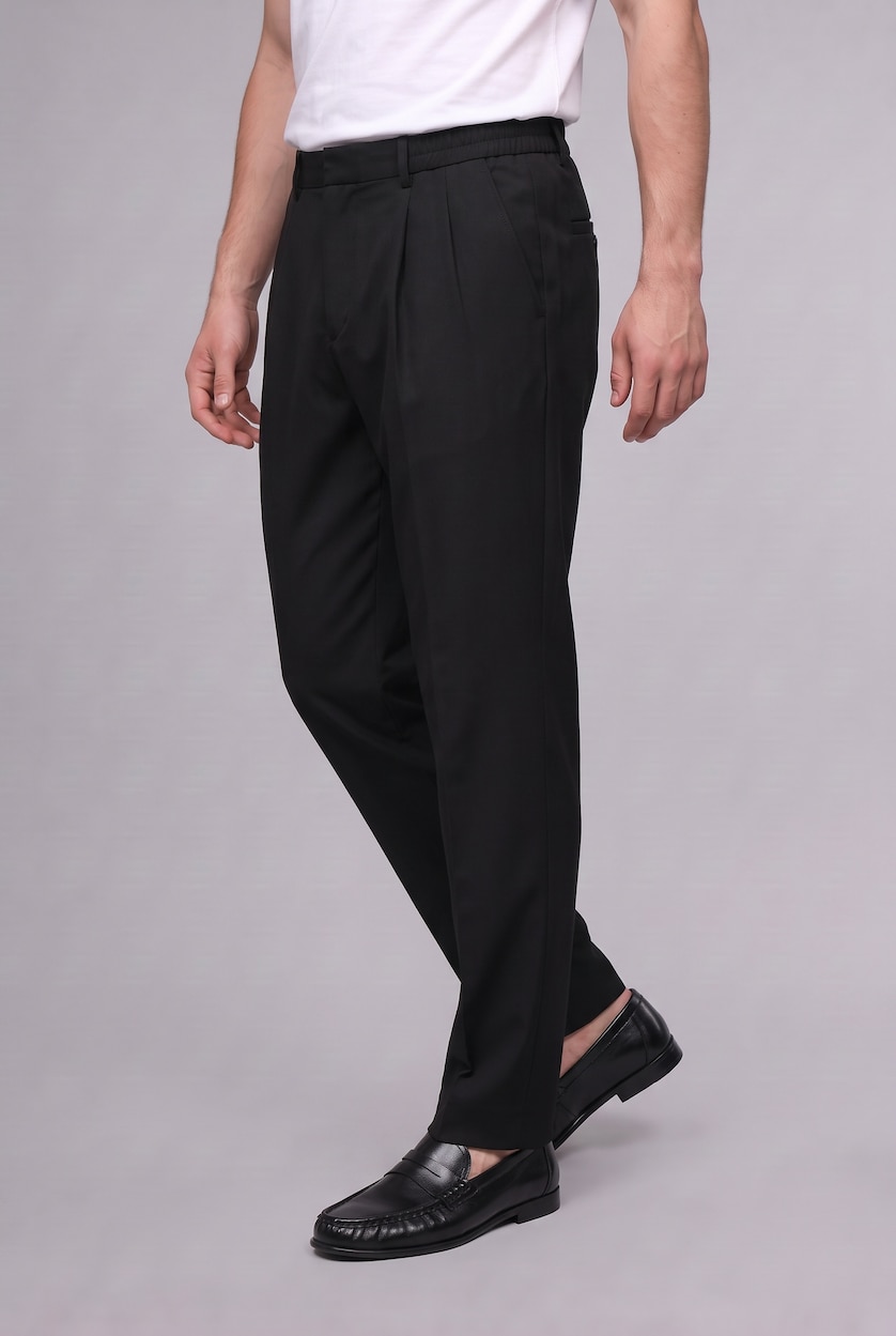 Man Black Wide Leg Trousers