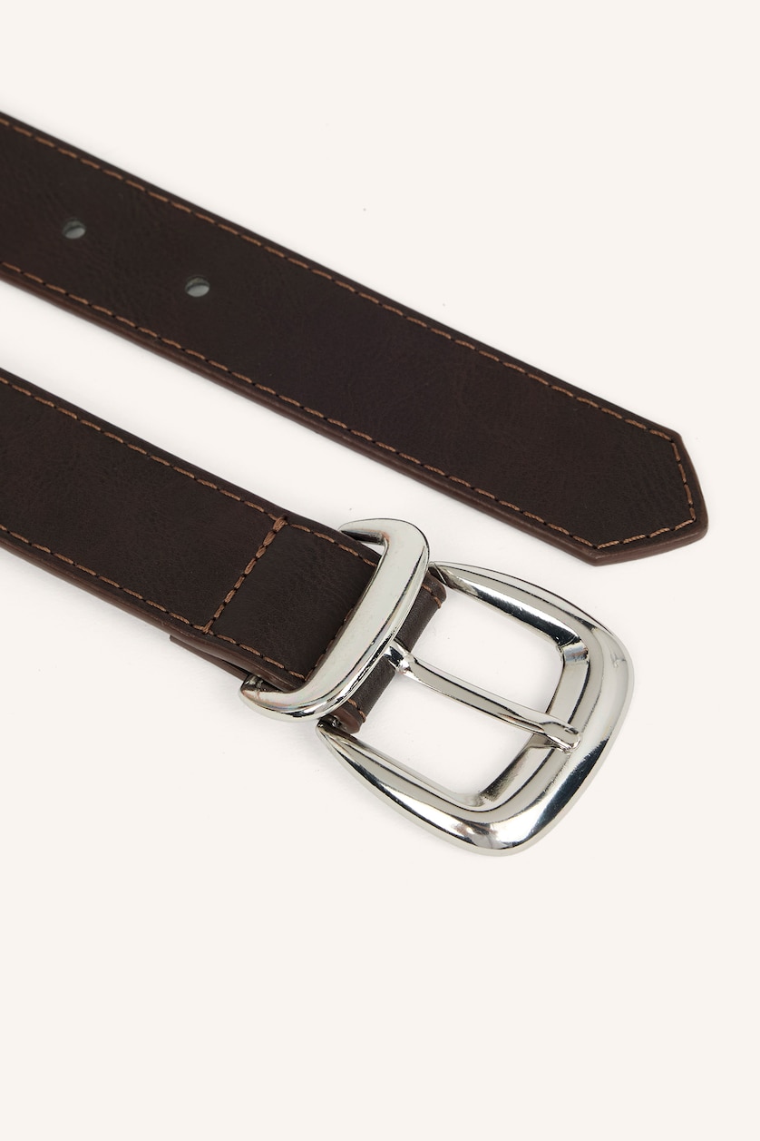 Women Brown Woman Rectangle Clasp Faux Leather