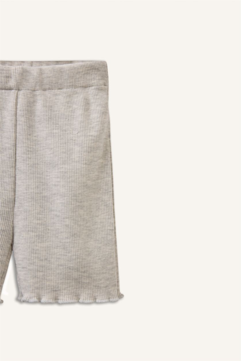 Kız Bebek Açık Gri Melange Bıker Fitilli Kaşkorse Şort Kız Bebek