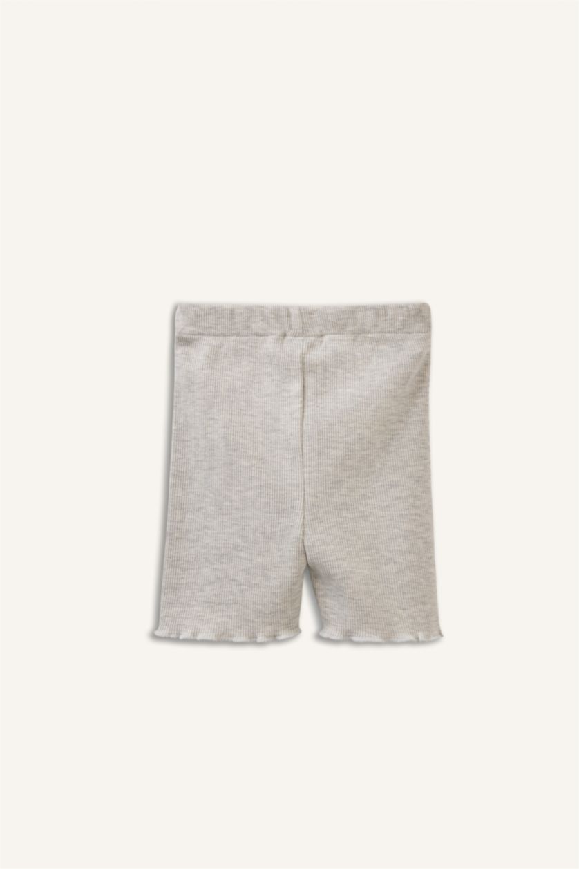 Kız Bebek Açık Gri Melange Bıker Fitilli Kaşkorse Şort Kız Bebek