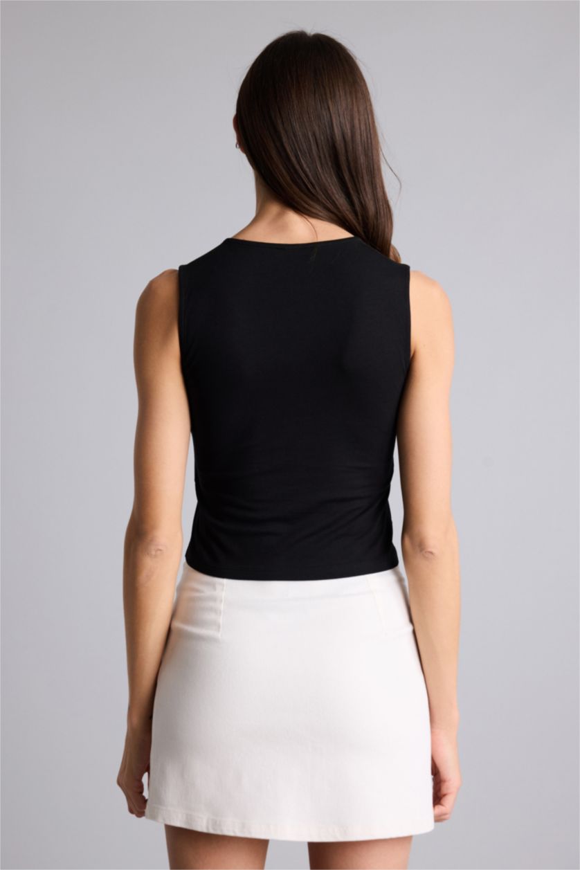 Kadın Siyah Basıc Bisiklet Yaka Atlet