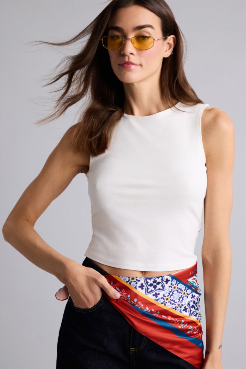 Kadın Beyaz Slım Fıt Basıc Düz Atlet