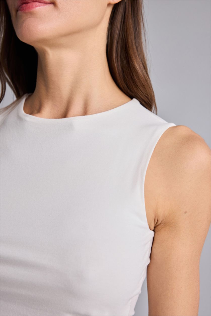 Kadın Beyaz Slım Fıt Basıc Düz Atlet