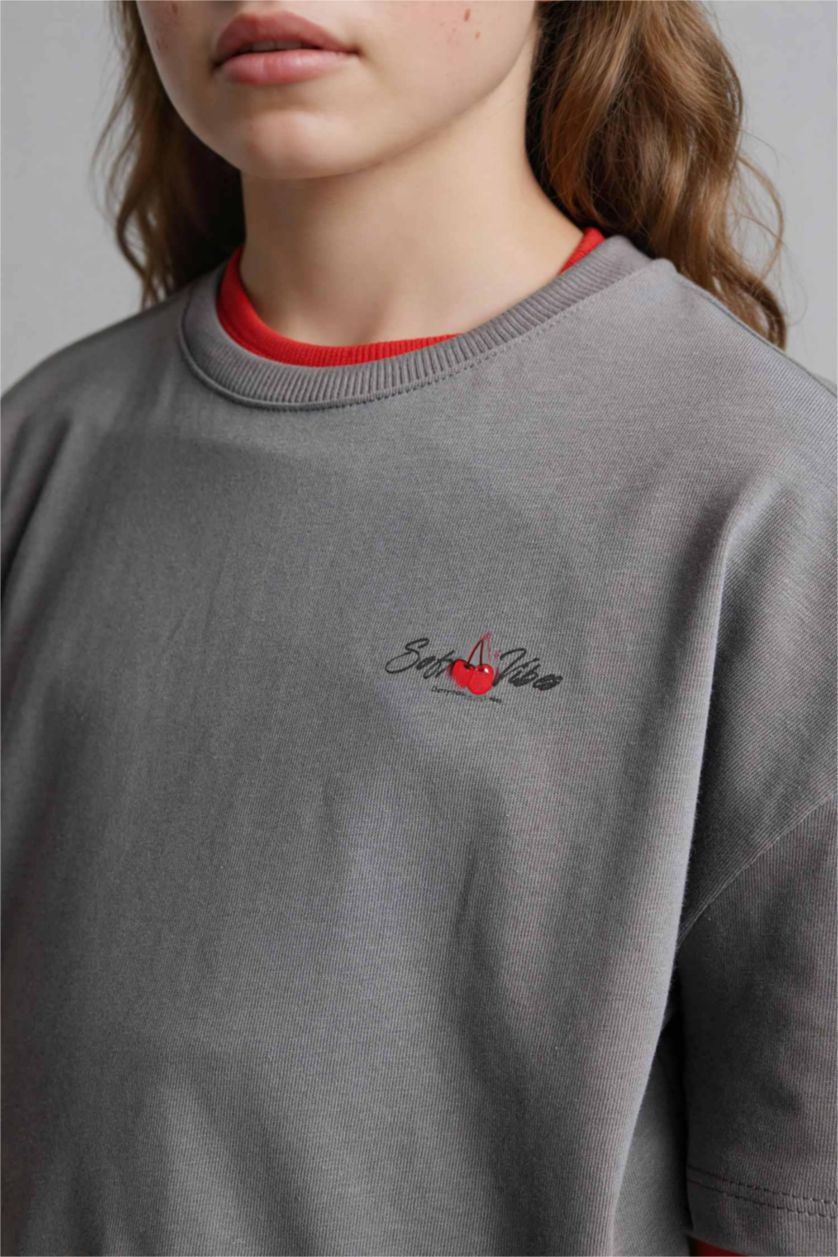 Девочки и подростки Серый Футболка с коротким рукавом фрукты для девочек