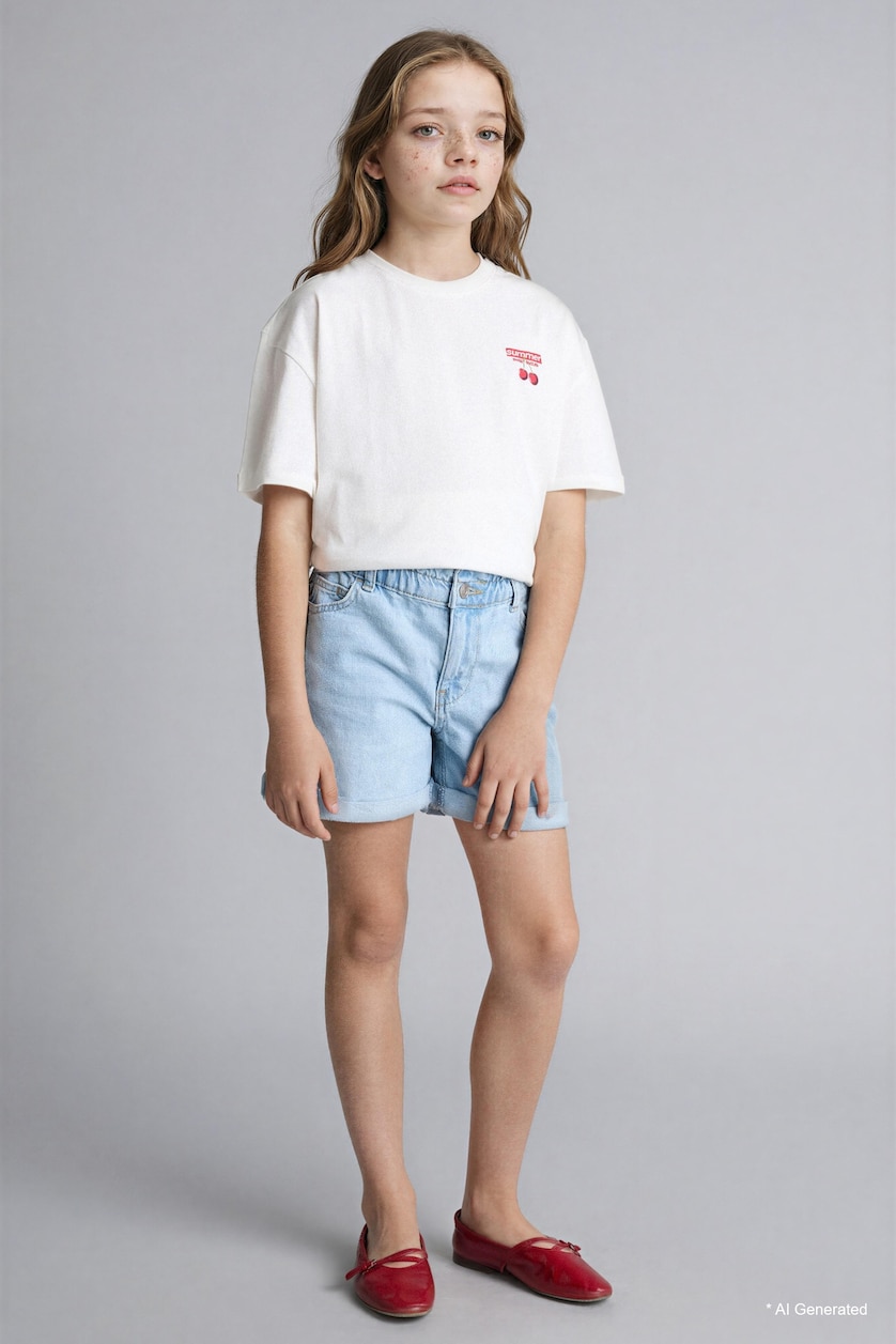 Young Girls - Teen Girls White Girl Regular Fit Short Sleeve T-Shirt