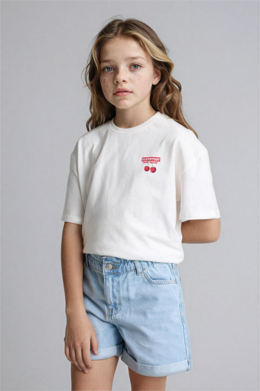 GIRLS & TEENS White Regular Fit Short Sleeve T-Shirt