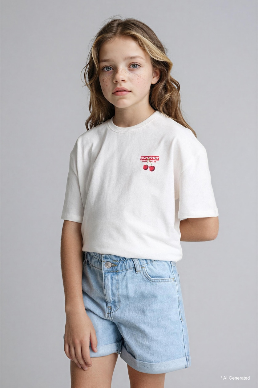 Young Girls - Teen Girls White Girl Regular Fit Short Sleeve T-Shirt