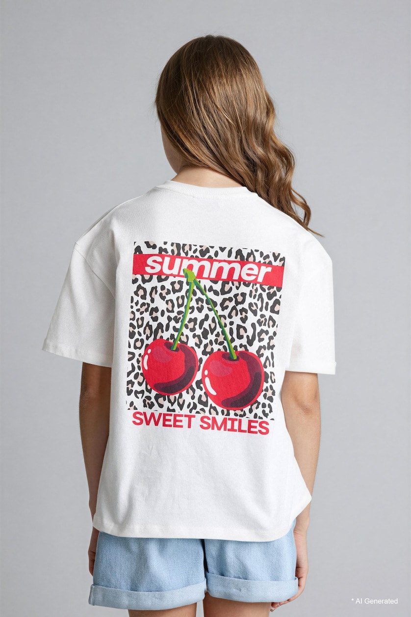 Young Girls - Teen Girls White Girl Regular Fit Short Sleeve T-Shirt