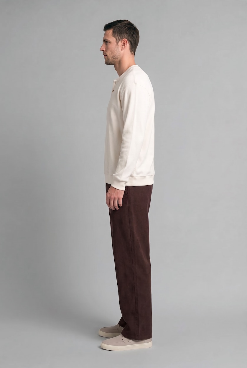 رجال بيج فاتح 100% Cotton Regular Fit Knit Look Texture Sweatshirt
