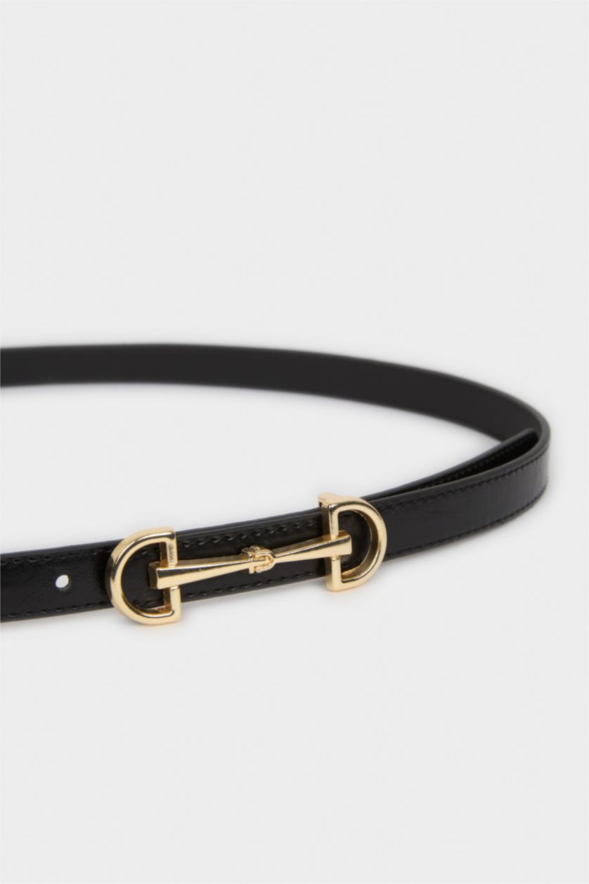 Kadın Siyah Kadın Oval Toka Suni Deri Günlük Kemer