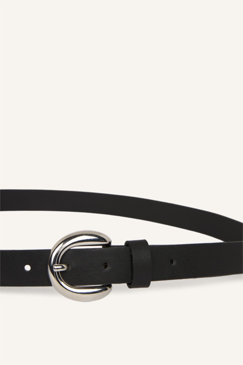 Kadın Siyah Kadın Oval Toka Suni Deri Günlük Kemer