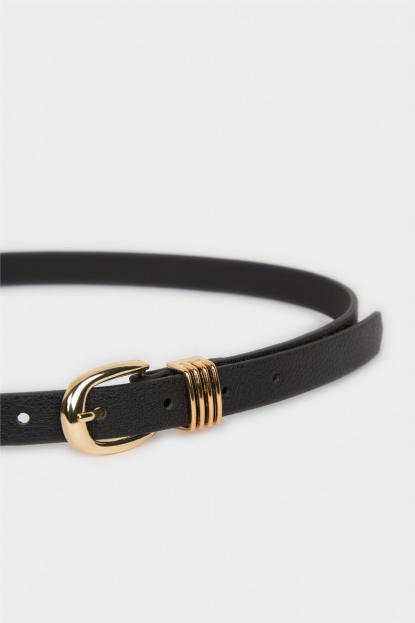 Kadın Siyah Kadın Oval Toka Suni Deri Günlük Kemer