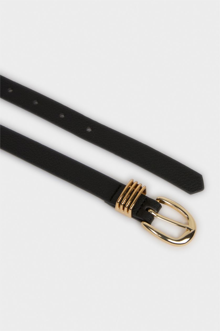 Kadın Siyah Kadın Oval Toka Suni Deri Günlük Kemer