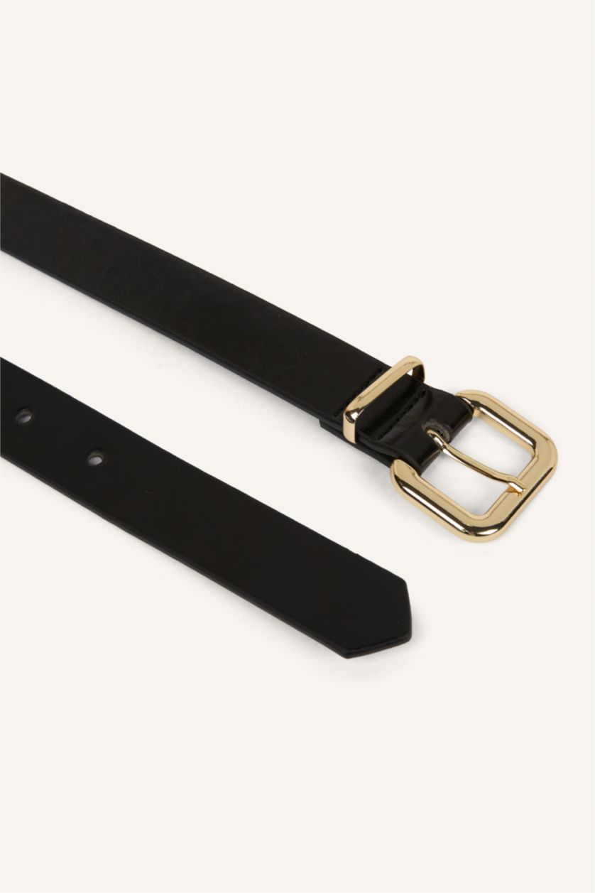 Kadın Siyah Kadın Oval Toka Suni Deri Günlük Kemer