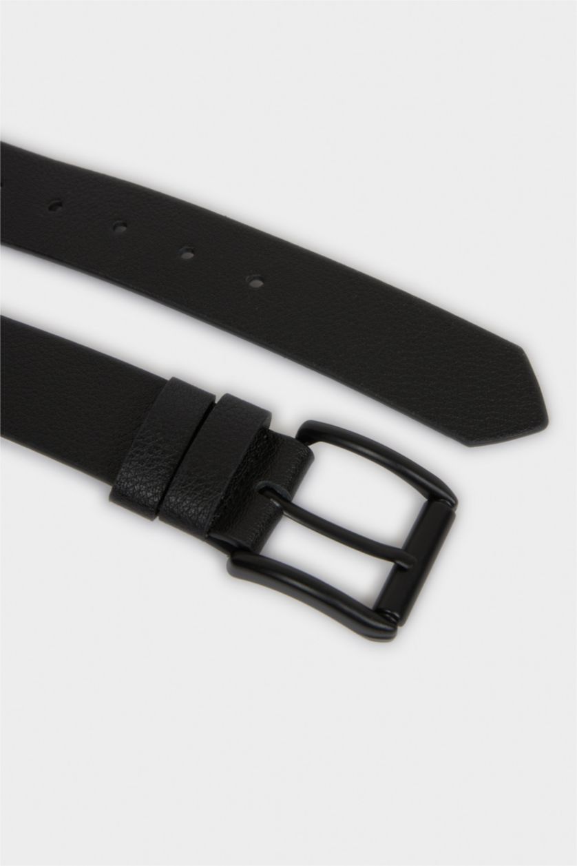 Erkek Siyah Erkek Dikdörtgen Toka Suni Deri Jean Kemeri