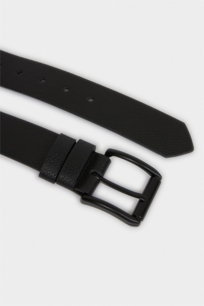 Erkek Siyah Erkek Dikdörtgen Toka Suni Deri Jean Kemeri