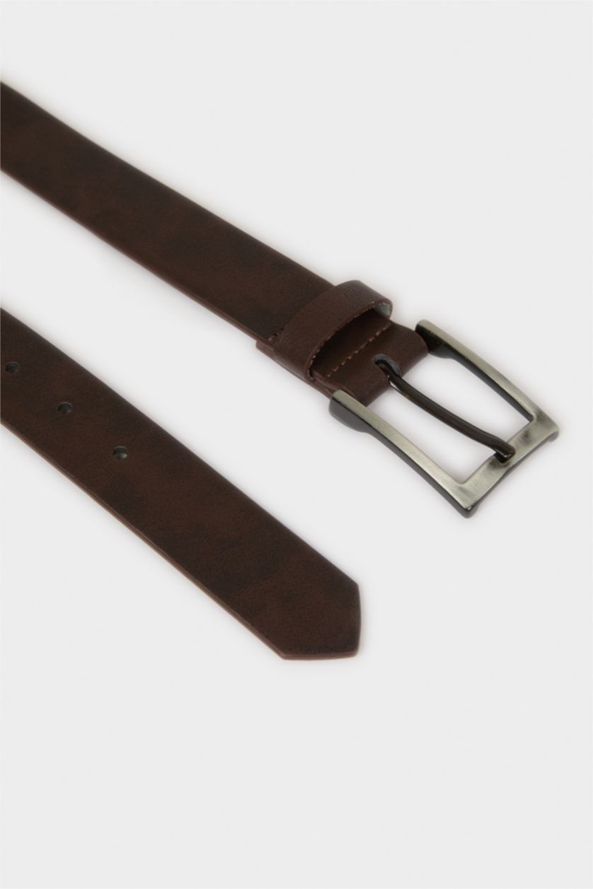 Erkek Kahve Erkek Dikdörtgen Toka Suni Deri Jean Kemeri