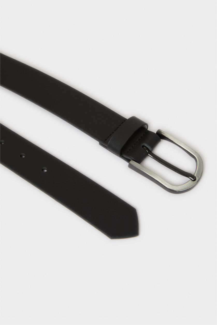 Erkek Siyah Erkek Dikdörtgen Toka Suni Deri Jean Kemeri