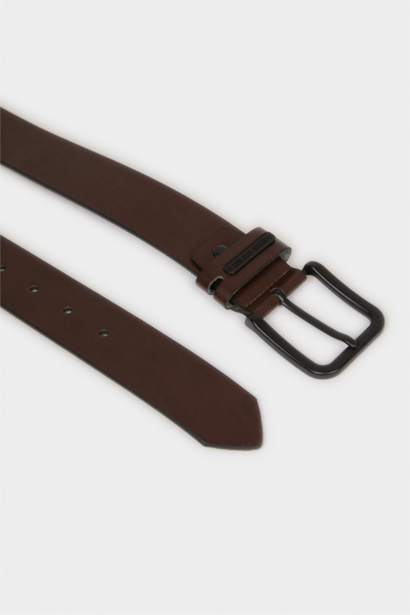 Erkek Kahve Erkek Dikdörtgen Toka Suni Deri Jean Kemeri