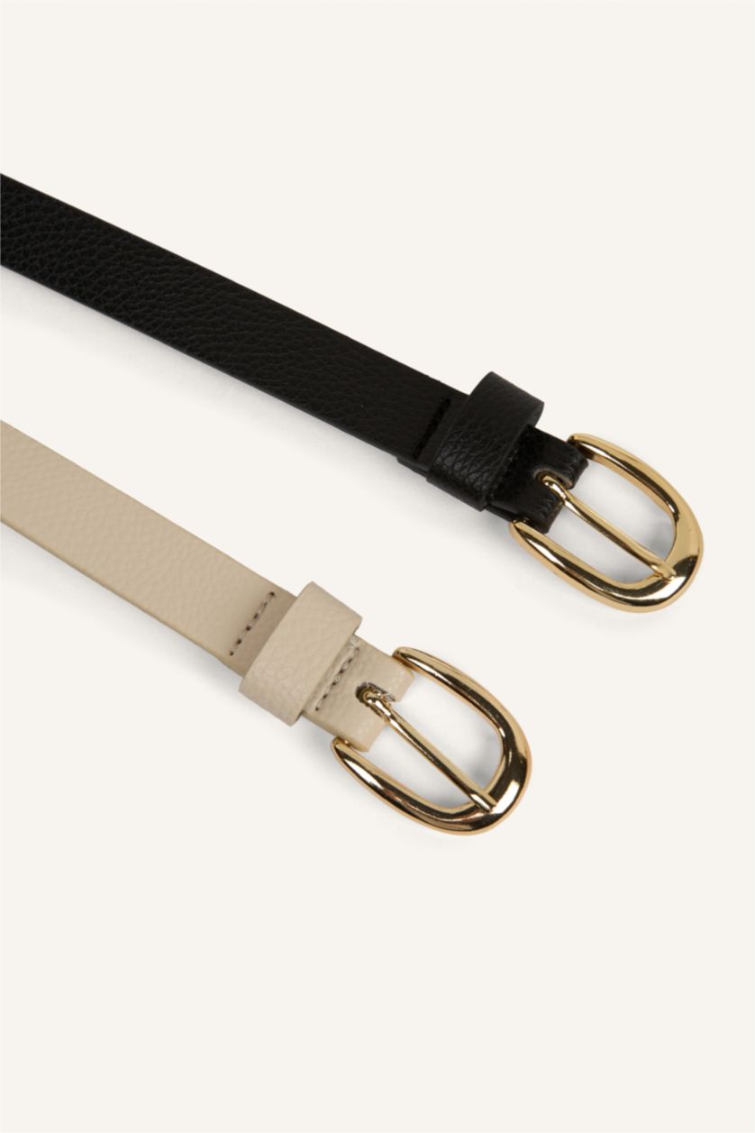 Kadın Karma Kadın Oval Toka 2'li Suni Deri Kemer 