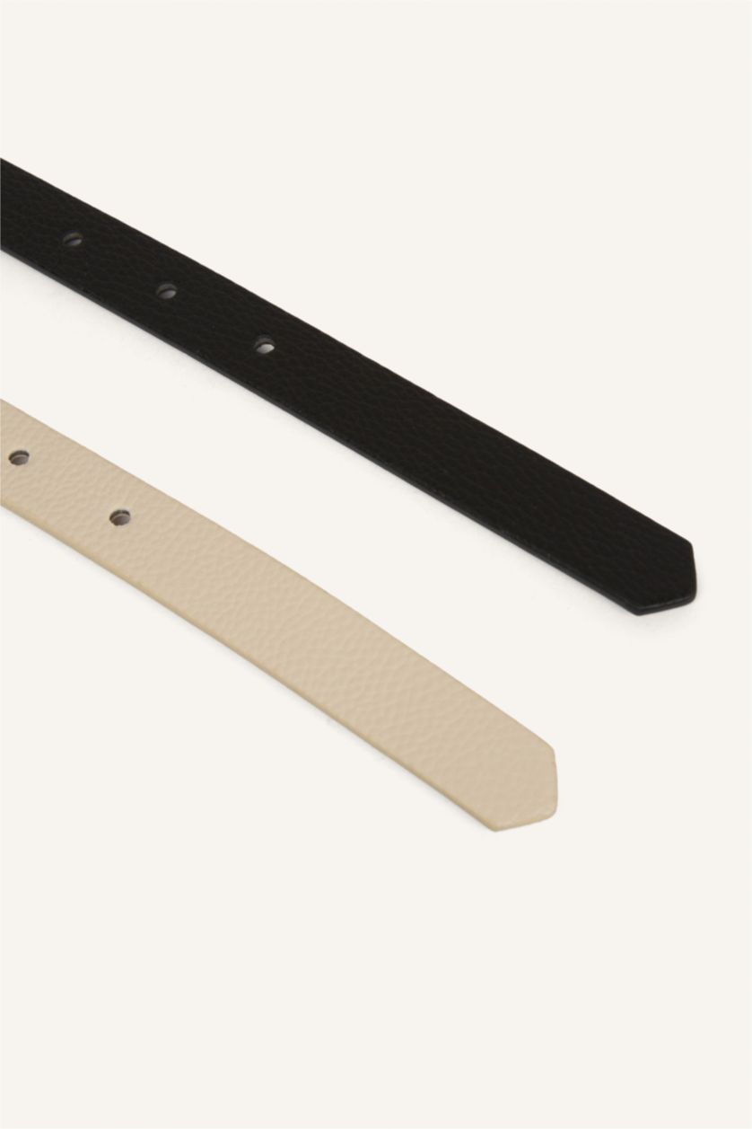 Kadın Karma Kadın Oval Toka 2'li Suni Deri Kemer 