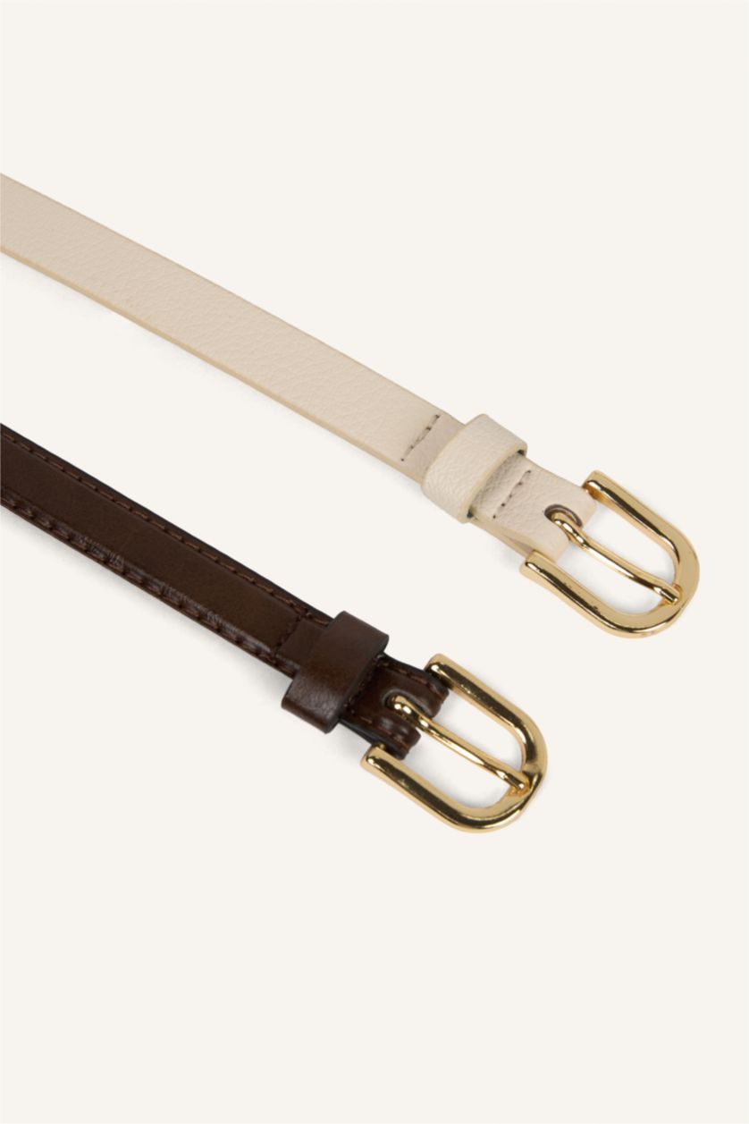 Kadın Karma Kadın Oval Toka 2'li Suni Deri Kemer 