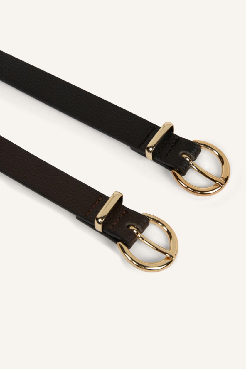 Kadın Karma Kadın Oval Toka 2'li Suni Deri Kemer 