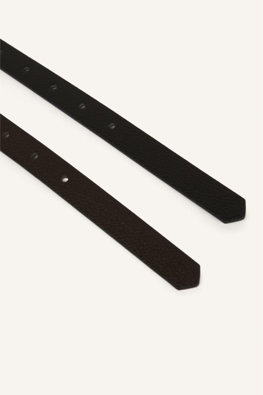 Kadın Karma Kadın Oval Toka 2'li Suni Deri Kemer 