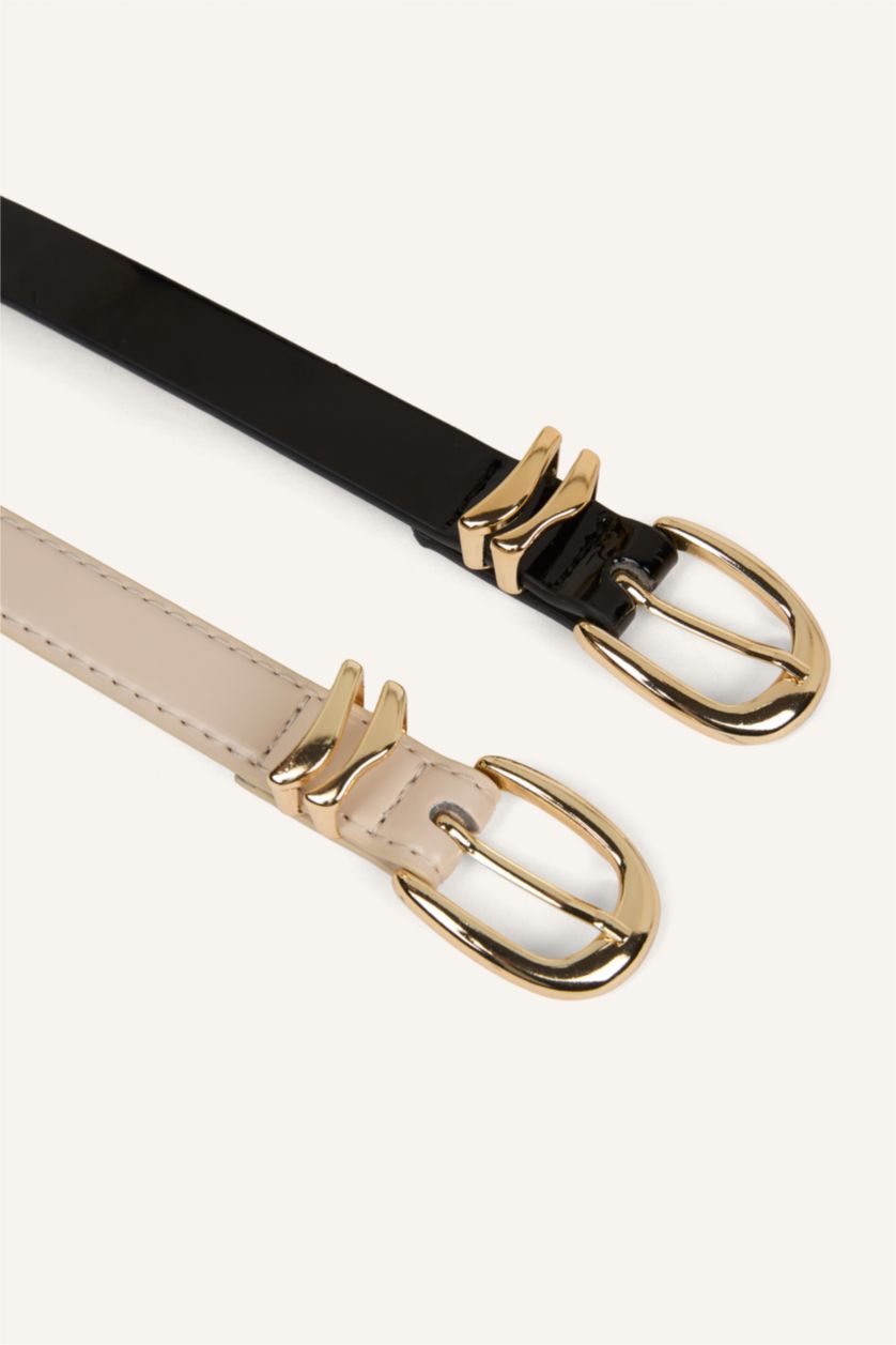 Kadın Karma Kadın Oval Toka 2'li Suni Deri Kemer 