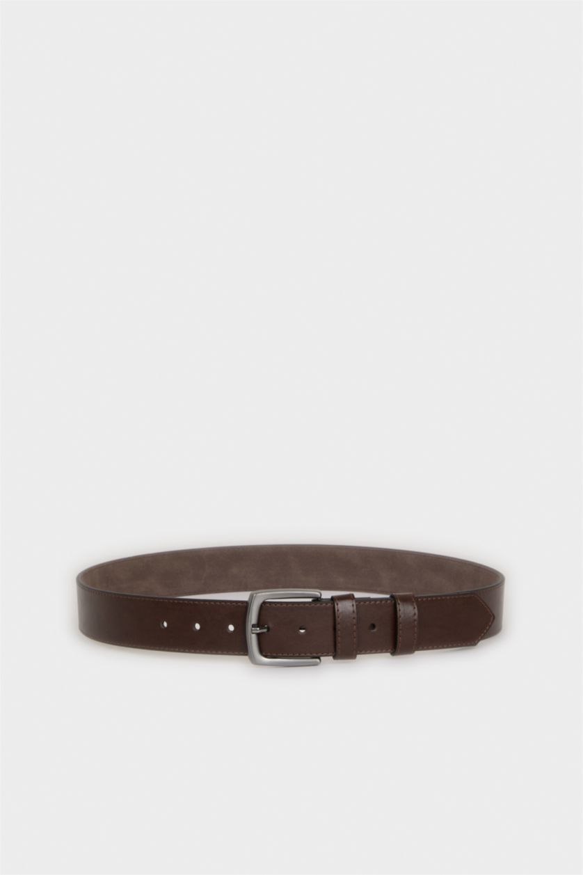 Erkek Kahve Erkek Dikdörtgen Toka Suni Deri Jean Kemeri