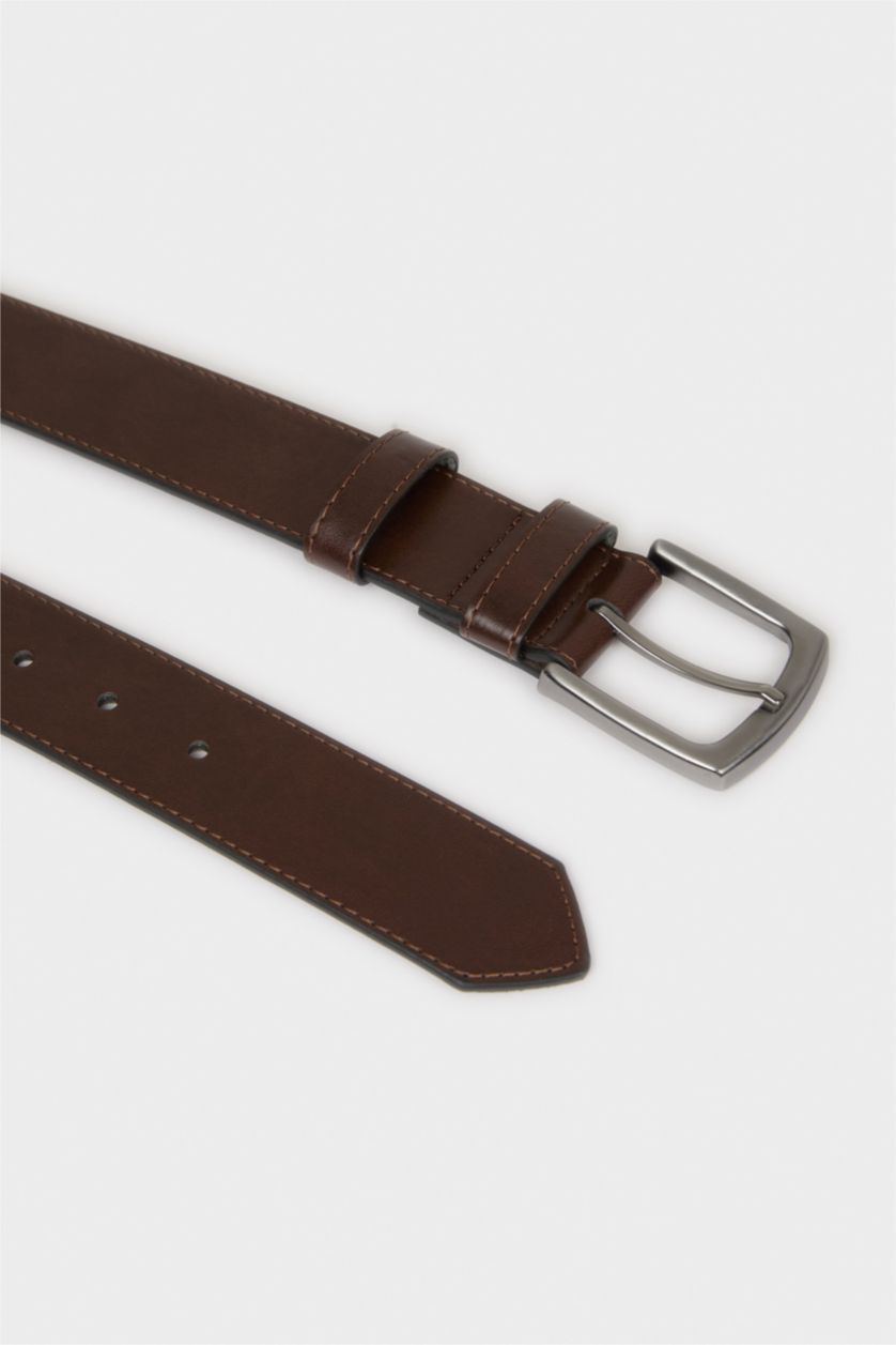 Erkek Kahve Erkek Dikdörtgen Toka Suni Deri Jean Kemeri