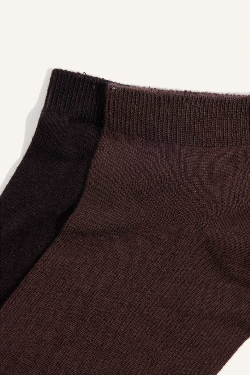 Erkek Kahve 2'Li Dikişsiz Patik Çorap