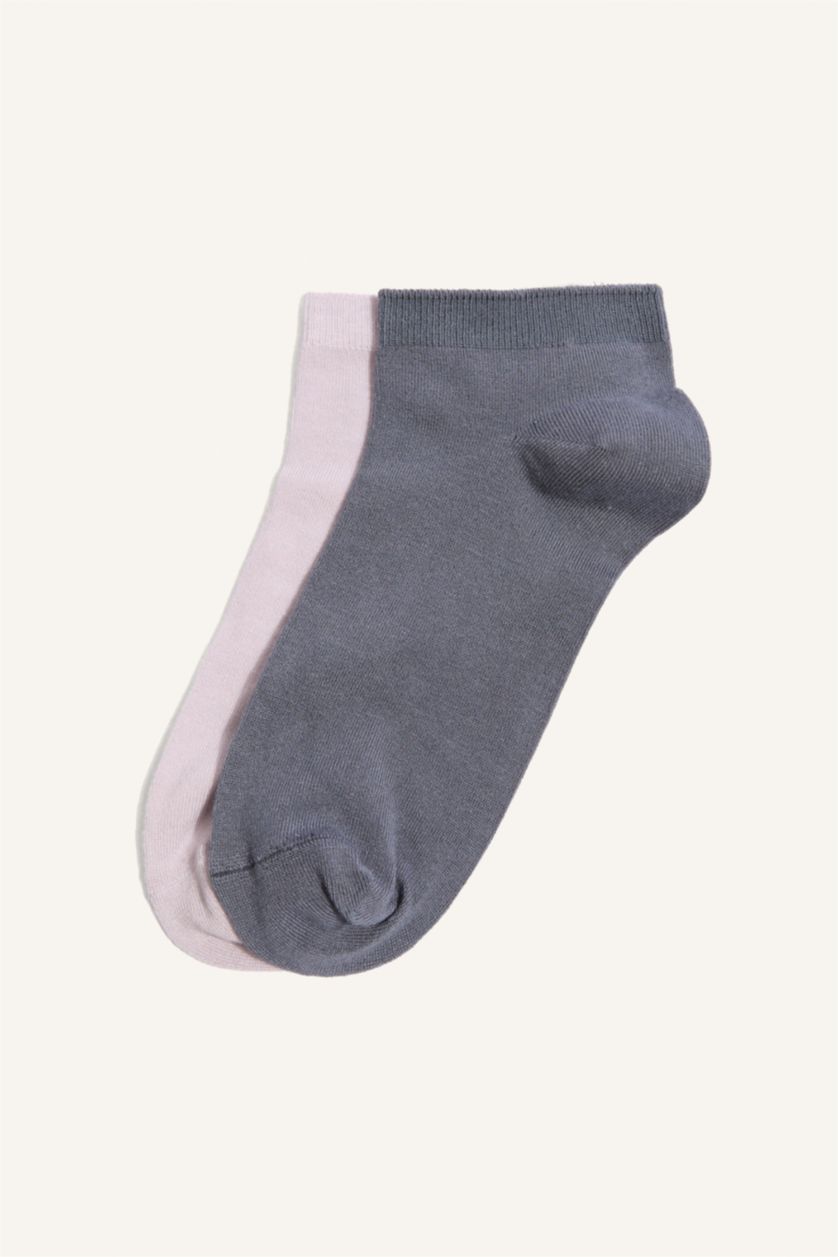 Kadın Mor 2'Li Dikişsiz Patik Çorap