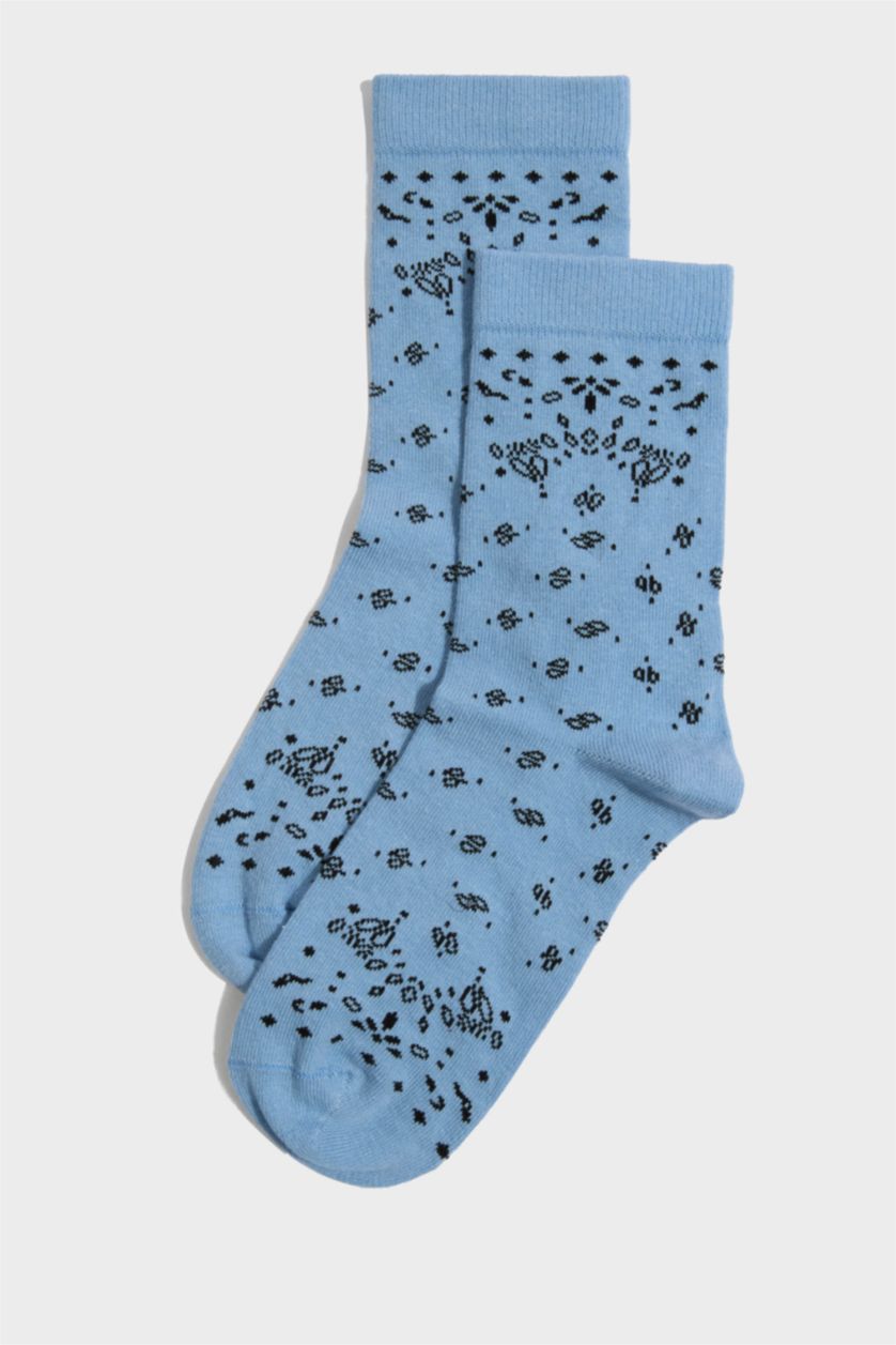 Kadın Açık Mavi Kadın Dikişsiz 2'li Pamuklu Uzun Çorap