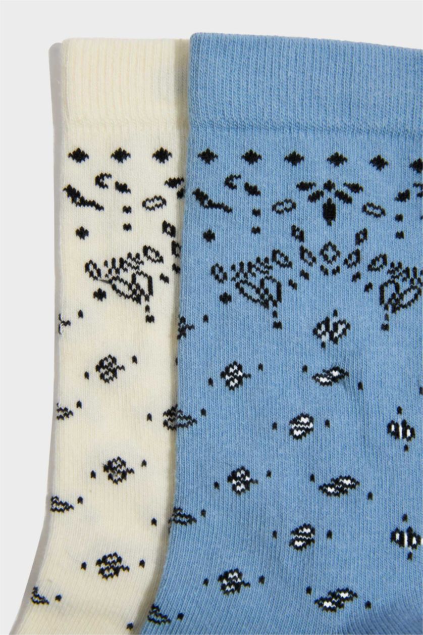 Kadın Açık Mavi Kadın Dikişsiz 2'li Pamuklu Uzun Çorap