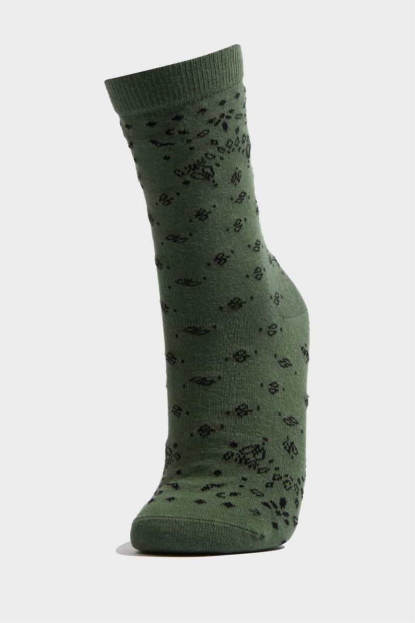 Kadın Yeşil Kadın Dikişsiz 2'li Pamuklu Uzun Çorap