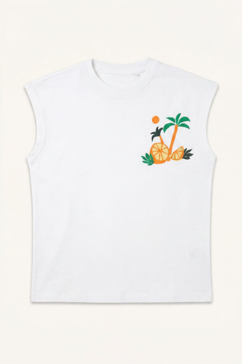 Baby Boys Ecru Baby Boy Oversize Fit Tank Top