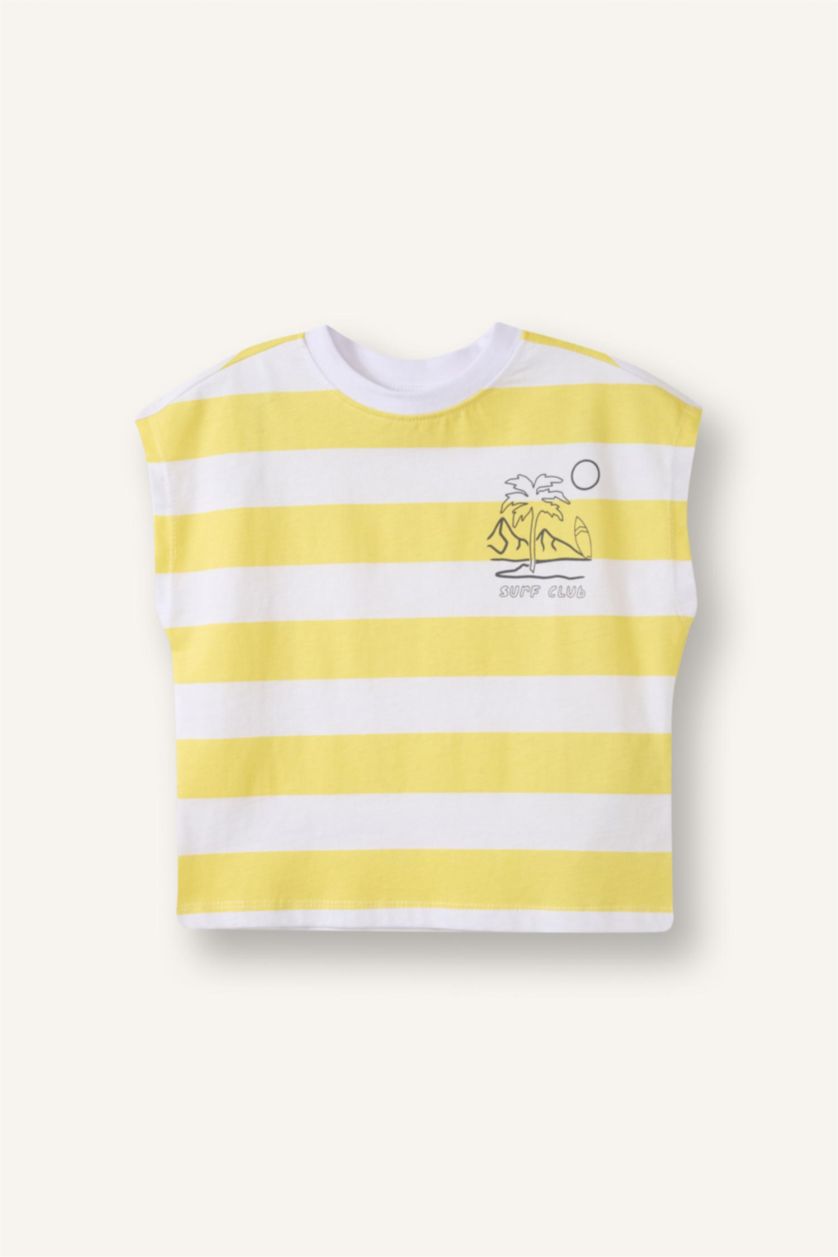 Baby Boys White Baby Boy Oversize Fit Striped Tank Top