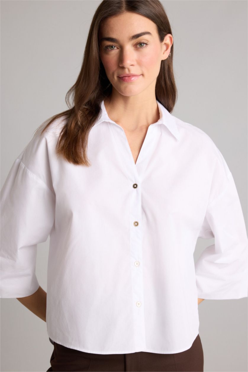 Kadın Beyaz Oversıze Poplin