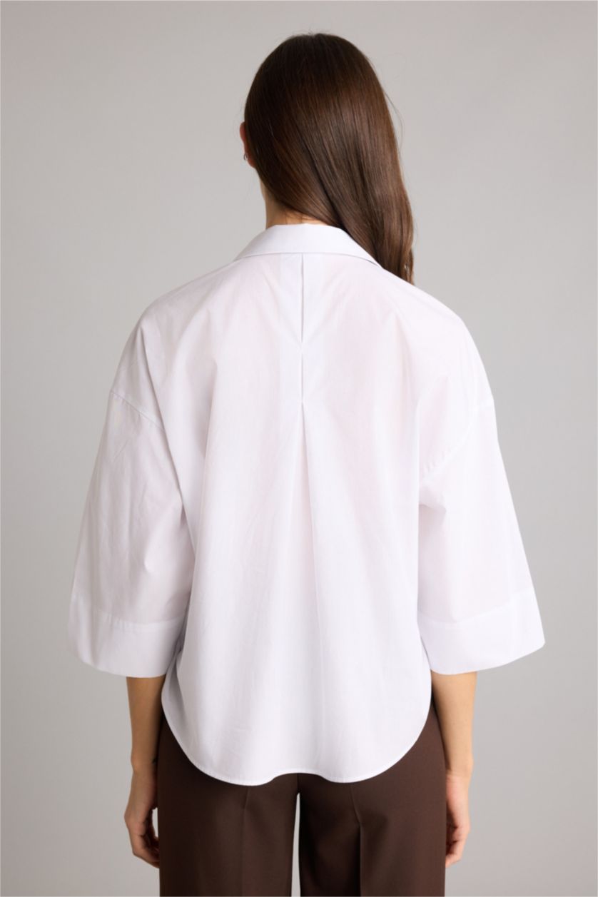 Kadın Beyaz Oversıze Poplin