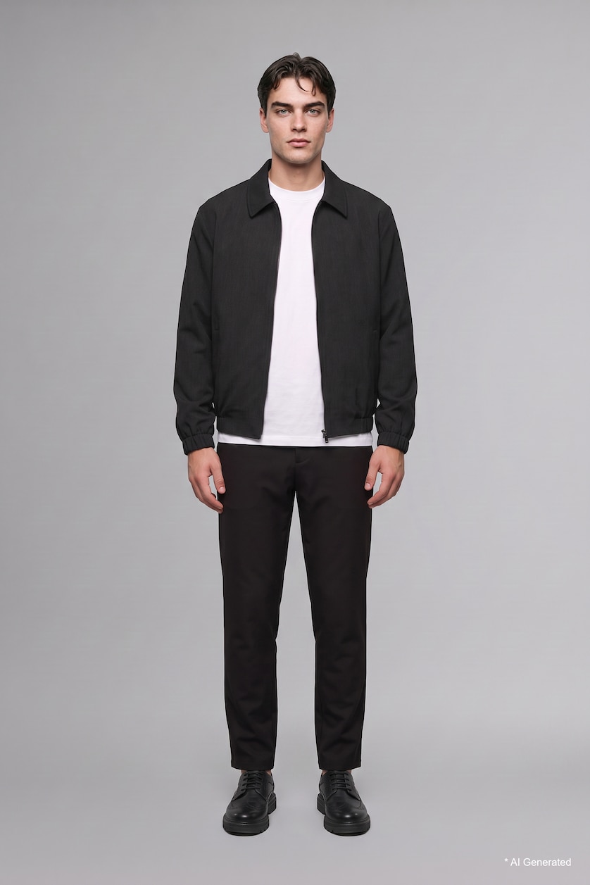 MAN Black Regular Fit Normal Waist Straight Leg Trousers with Pockets