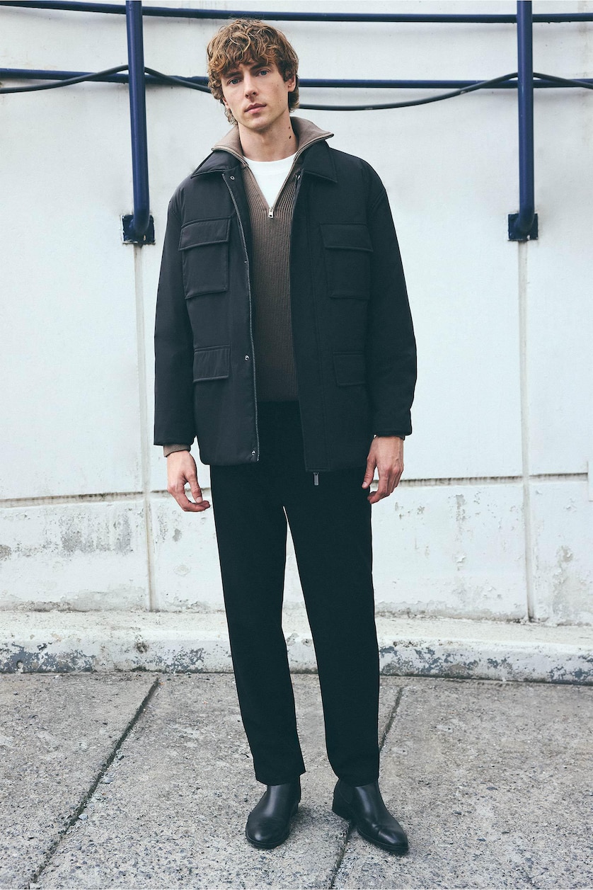 MAN Black Regular Fit Regular Waist Straight Leg Trousers
