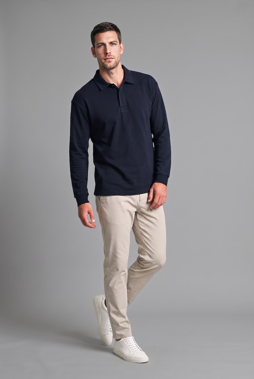 MAN NAVY Relax Fit Polo Neck Sweatshirt