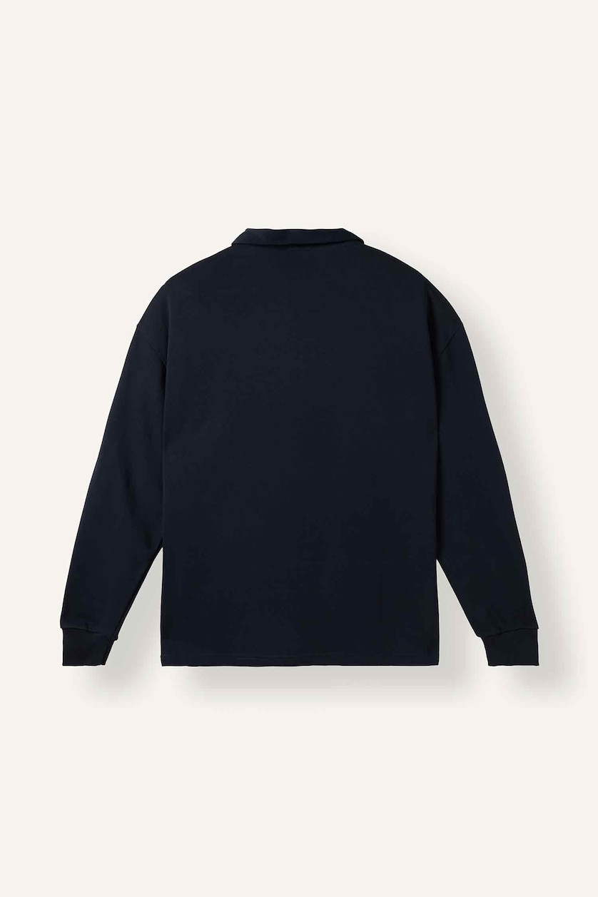 Erkek Lacivert Relax Fit Polo Yaka Basic Sweatshirt