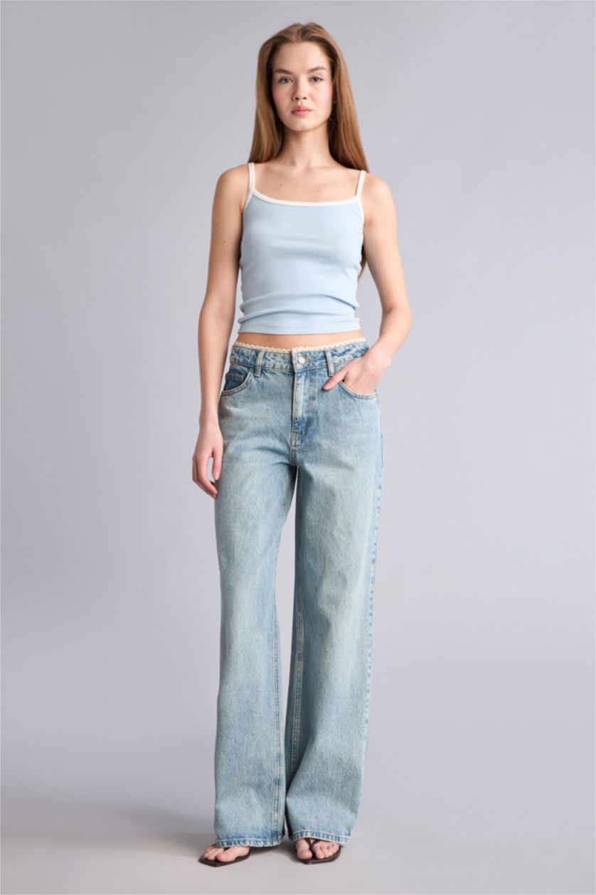 Kadın Açık Mavi U Yaka Ribana Atlet